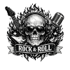 Skull skirt with microphone and guitar