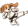 Cool Beagle Kung Fu Karate Jump Kick Dog