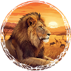 Lion at sunset Serengeti circle