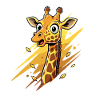 Giraffe cartoon in yellow splatter