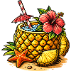 Pineapple Cocktail Illustration Tropical Drink