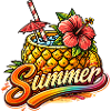 Pineapple Cocktail Summer Illustration