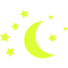 Lune et étoiles Nuit jaune néon