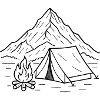Bergcamping Nachtsilhouette