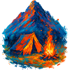Bergzelt im Flammenmeer