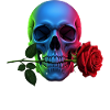 Neon skull with rose gothic design