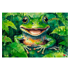 Fröhlicher Frosch im Blattwald