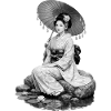 Geisha in kimono with umbrella