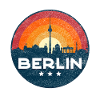 Berlin Skyline Sunset Retro Badge Design