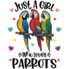 Girl loves parrots