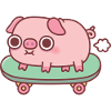 Cochon mignon qui pète sur la planche à roulettes drôle