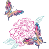 Peony and butterflies