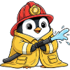 Chubby Penguin Firefighter Volunteer