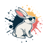 Cool bunny with glasses and splashes