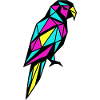 Geometric parrot low poly CMYK bird