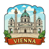 Vienna Austria Karlskirche Retro Ribbon Emblem