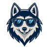 Wolf in the sun in glasses