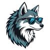 Stylish wolf in blue glasses