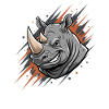 Angry Rhino Graffiti Head Print