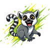 Cheerful lemur with beam background