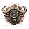 Wilder Bullencartoon mit Farbspritzer