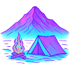 Neon Camping am Bergsee