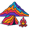 Neon Mountains Tent Camp Fire