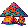 Colourful mountain camping