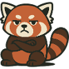 Panda Rouge Sinistre aux Bras Croisés