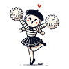 Cute girl with pompoms pantomime