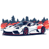 Racing supercar with a red accent