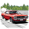 Classic car drift in red