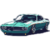 Teal Muscle Car Retro