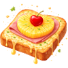 Toast with pineapple and cherry illustration
