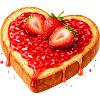 Heart-shaped toast with strawberry jam