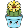 Kawaii Cactus in Bloom Pot
