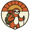 Sloth Hiking Retro Badge Motif