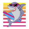 Retro Surfing Shark With Sunglasses Graphic