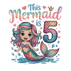 Mermaid 5th Birthday 5 Years