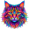 Neon Katzenkopf Farbexplosion