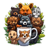 Cuddling dog gang around coffee mug