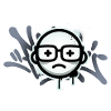 Sad graffiti face with glasses