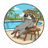 Summer Raccoon Animal Relaxing By Pool