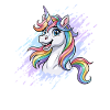 Regenbogen Einhorn Kopf Splash
