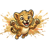 Jumping leopard cub