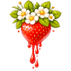 Strawberry with flowers and drops