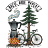Brew Ride Repeat Moka Bike Woodcut