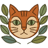 Katzenportrait im Blattkranz