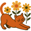 Orangene Katze im Blumenmeer