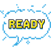READY Schriftzug im Pixel Comic Look